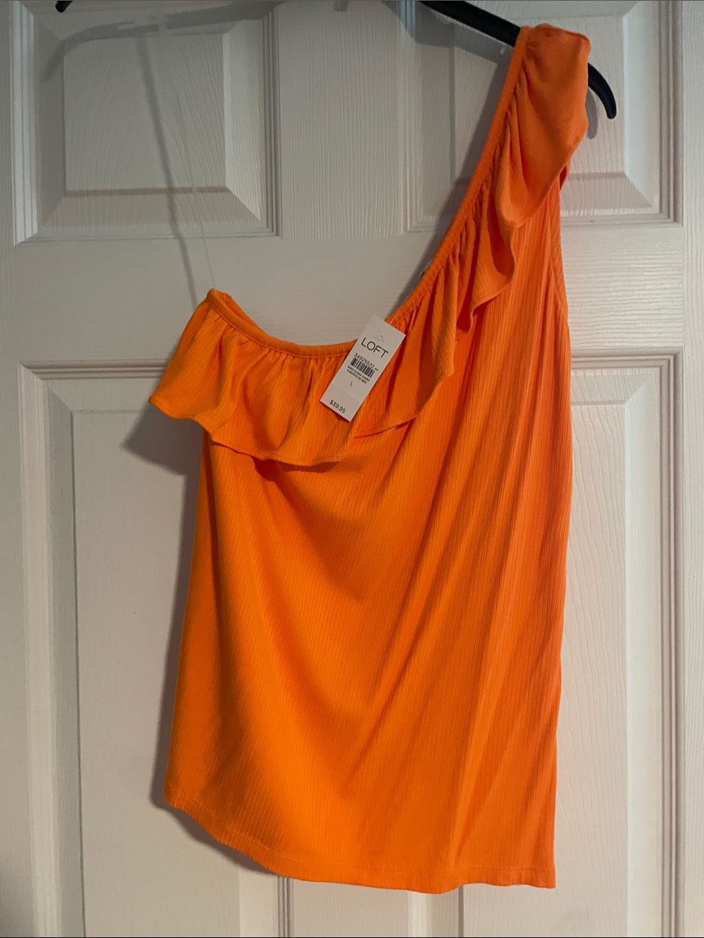 LOFT One-Shoulder Ruffle Dress - Orange - Picture 4 of 5